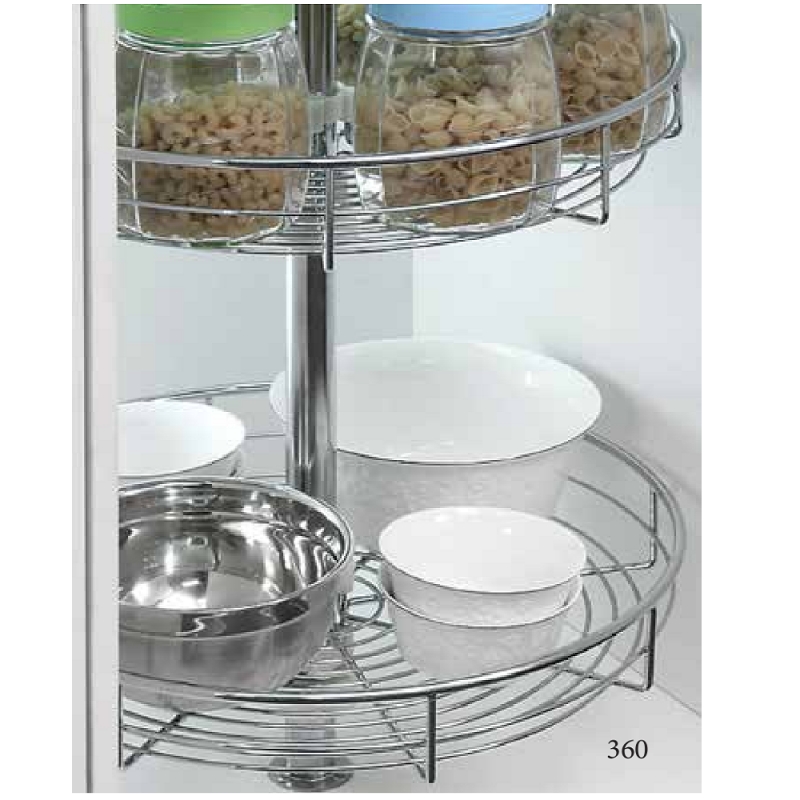Mâm xoay Inox xoay 360 cho góc tủ bếp mạ Crome bóng 5 lớp cao cấp của hãng Eurogold