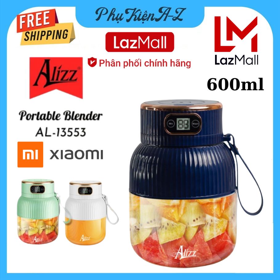 LazMaII Flash Sale 50% Máy Xay Sinh Tố Cầm Tay Pin Sạc Không Dây Mini 600ml ALIZZ AL-13553 Máy Xay Sinh Tố Điện Máy Xanh, Máy Xay Hoa Quả Công Suất Lớn Siêu Khỏe, Bảo Hành 12 Tháng