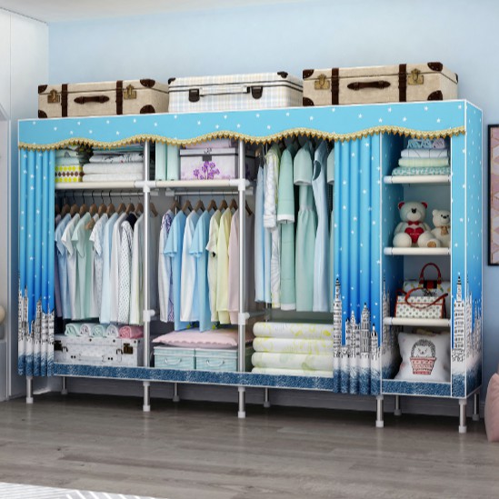 Tủ quần áo vải đựng quần áo khung thép 3 buồng 2 buồng đựng quần áo siêu bền khung thép cỡ lớn