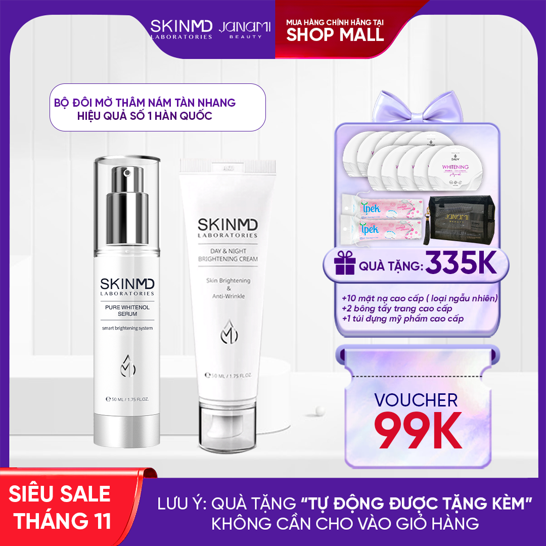 Combo ngừa nám skinmd và tạo hương cơ thể tự nhiên làm đẹp da, chống lão hóa Bella Fora Nhật Bản