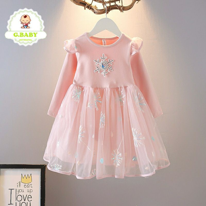Váy Elsa Dài Tay Thu Đông Cao Cấp Cho Bé (Hàng Quảng Châu Loại 1)