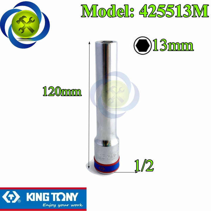 Tuýp 13mm dài 120mm loại 1/2 có 6 cạnh kingtony 425513m