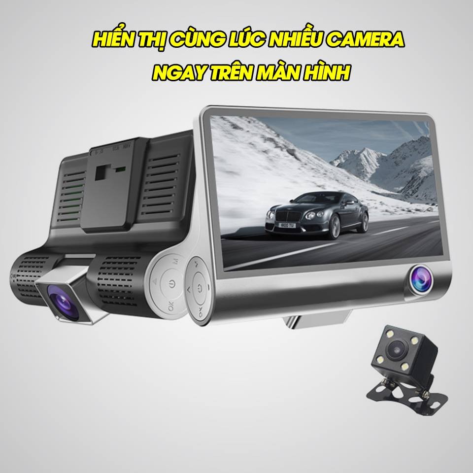 Camera hành trình ô tô, camera hành trình hd. camera hành trình ô tô gt-618 1080hd 3 mắt camera tạo góc quay 360 độ, màn hình 4 inch full hd, chống nước, ghi hình đa chiều, tự động ghi hình khi phát hiện chuyển động.