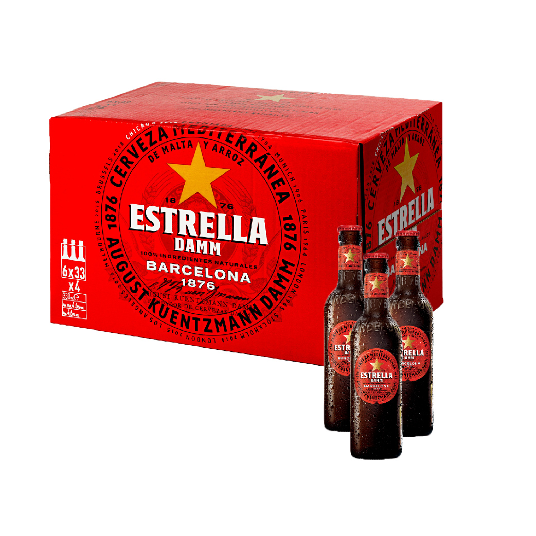 Bia Estrella Damm thùng 24 chai