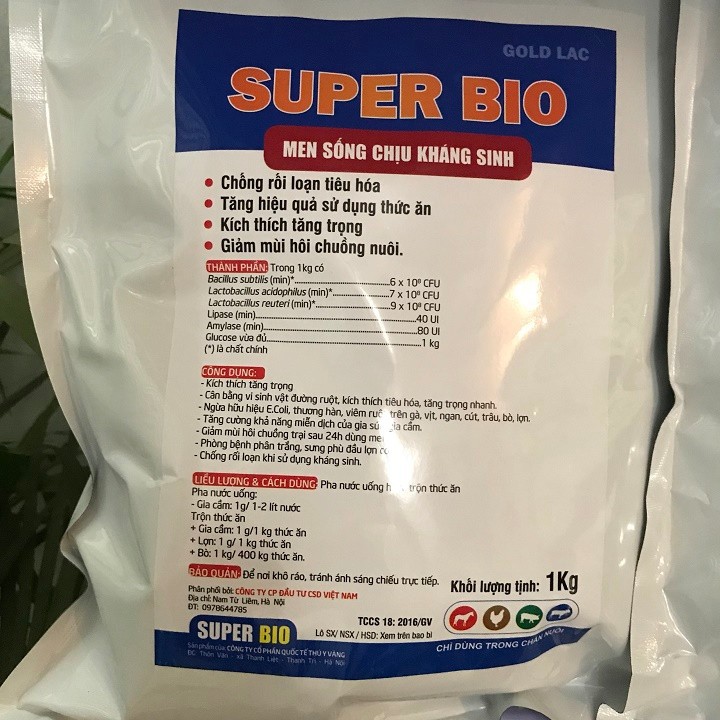 Men tiêu hóa chịu kháng sinh gói 1kg
