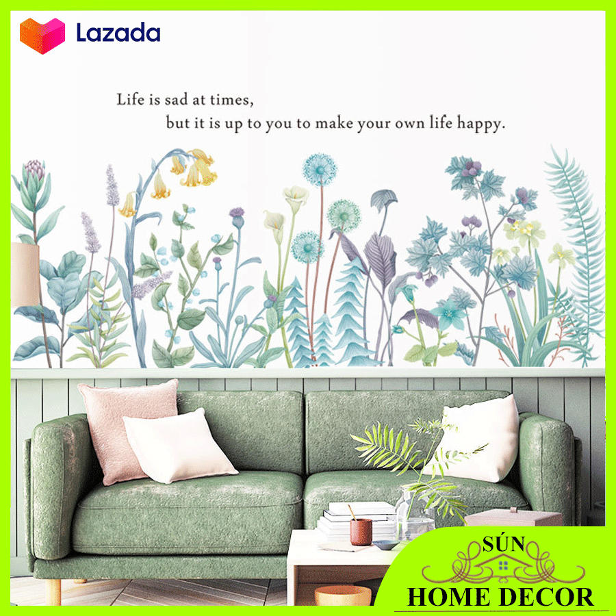 [Mẫu lá rủ buông xuống] Decal dán tường chống thấm nước, tranh dán tường tranh trí phòng ngủ, phòng khách, quán cafe...