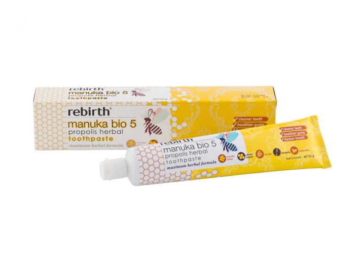 Kem đánh răng thảo dược mật ong manuka Rebirth Manuka Bio 5 Propolis 120gr