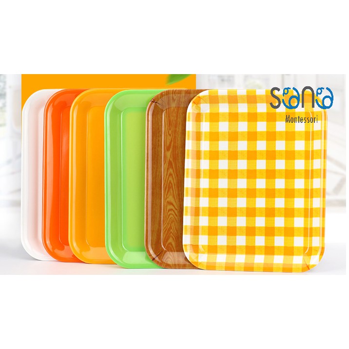 Khay nhựa Montessori màu cam