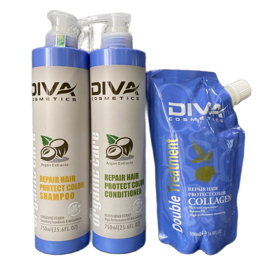 Bộ dầu gội xả Diva Argan MẪU MỚI 750mlx2 + Hấp Collagen 500ml