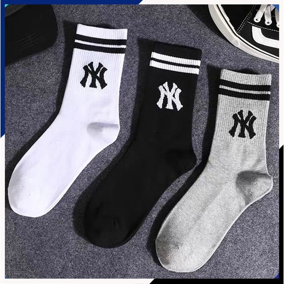 Vớ/Tất Cổ Cao Hàn Quốc NY,N.K 2 Màu Cổ Cao Phối Giày - Newyork Yankee Sọc Ngang,thể thao,nam nữ,MLB, Nk