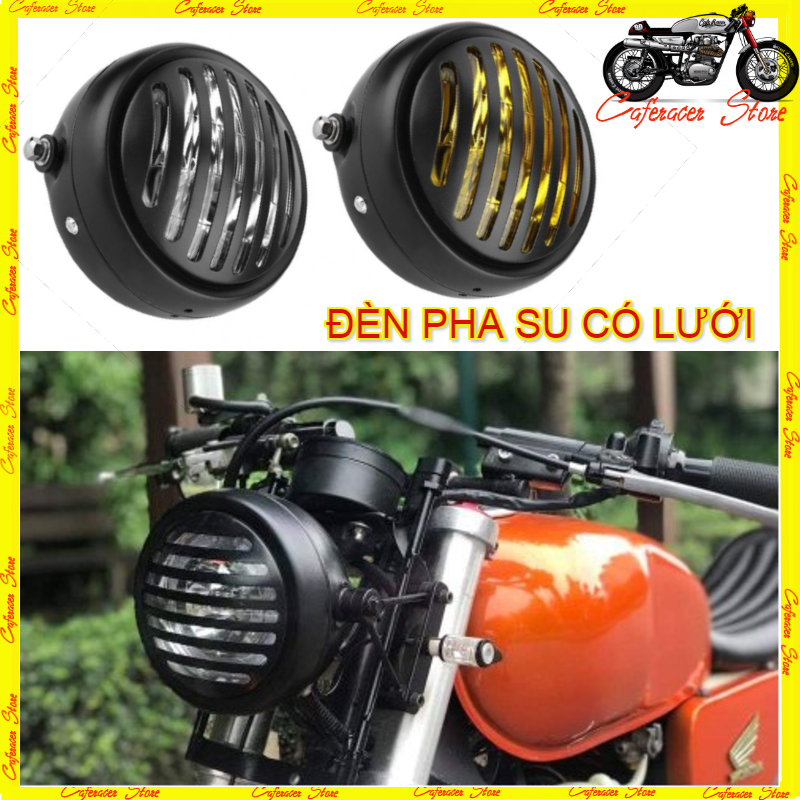 Đèn pha độ xe máy - đèn pha suzuki gn125 , gáo đèn tròn chuyên độ xe cafe racer , tracker , classic cafe racer store