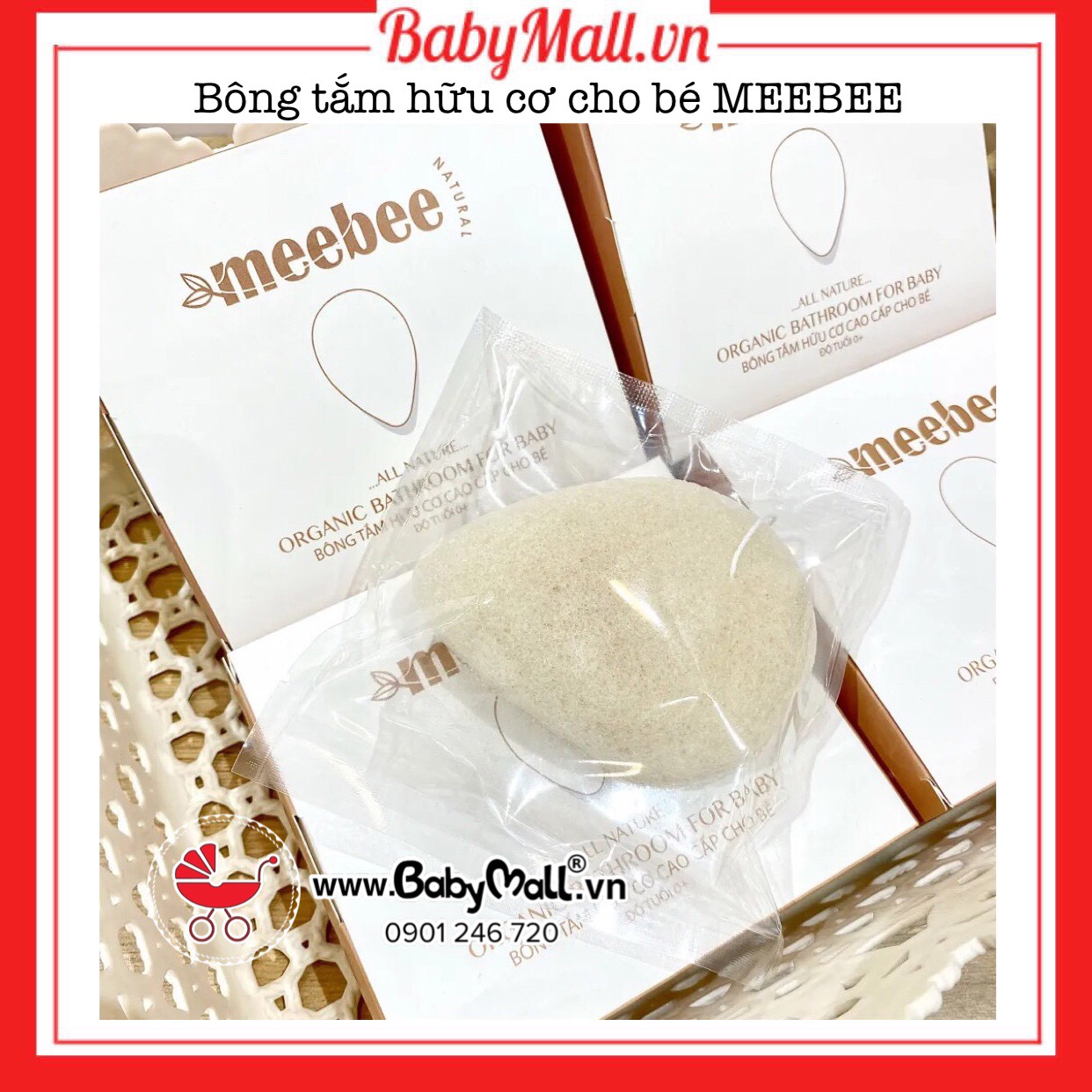 Bông tắm hữu cơ cho bé Meebee Babymall.vn