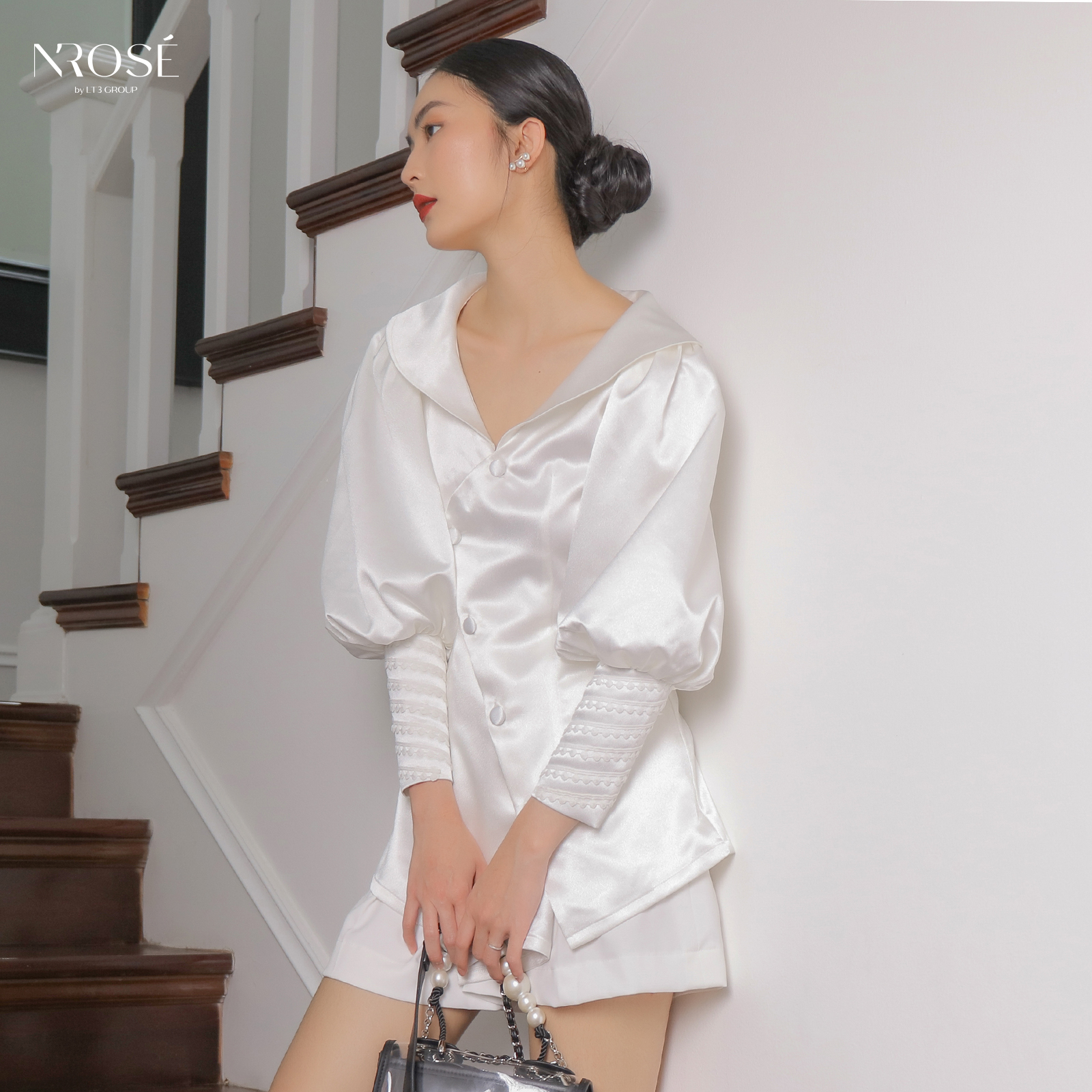 N'ROSÉ - Áo sơ mi kiểu nữ tay phồng tiểu thư Aurora AS0103 cá tính dạo phố