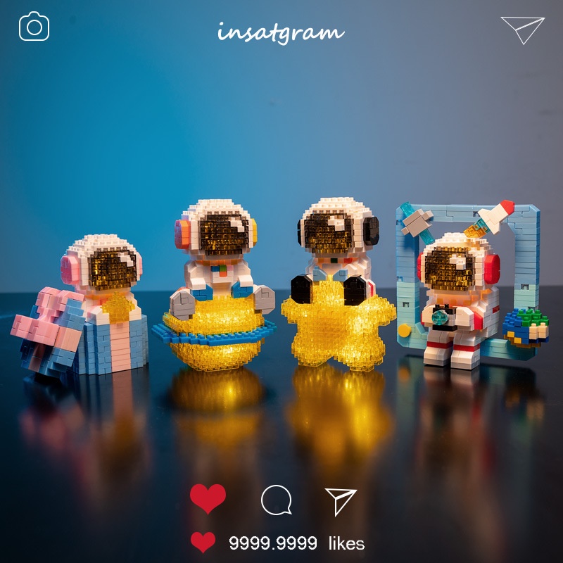 Đồ chơi lego phi hành gia phát sáng 3 chế độ đèn , mô hình lắp ráp cực sáng tạo
