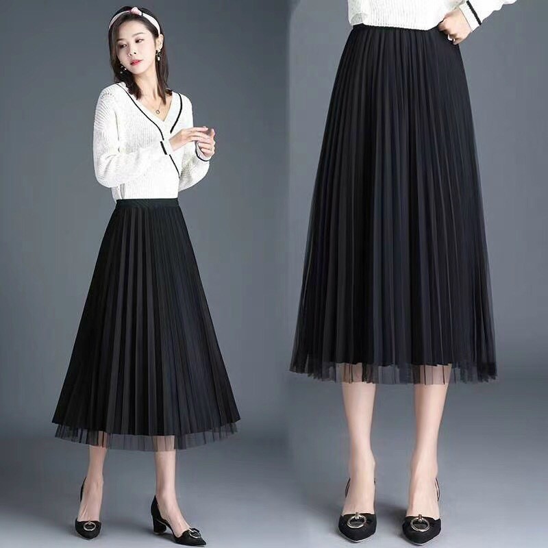 Chân váy xếp ly ren hai lớp-chân váy thơi ftrang