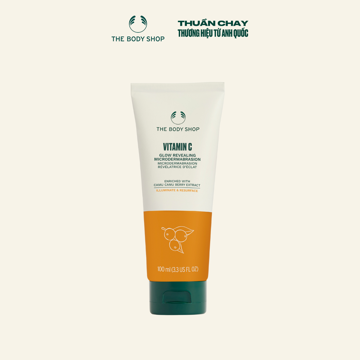 Tẩy Tế Bào Chết Dạng Kem Vitamin C Glow Revealing Microdermabrasion 100ML The Body Shop