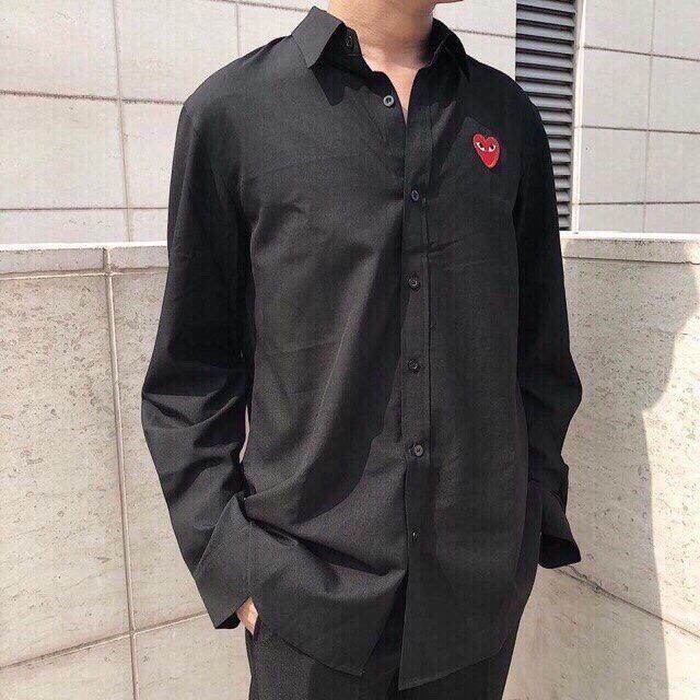 Áo sơ mi thêu hình trái tim phong cách hàn quốc 2018