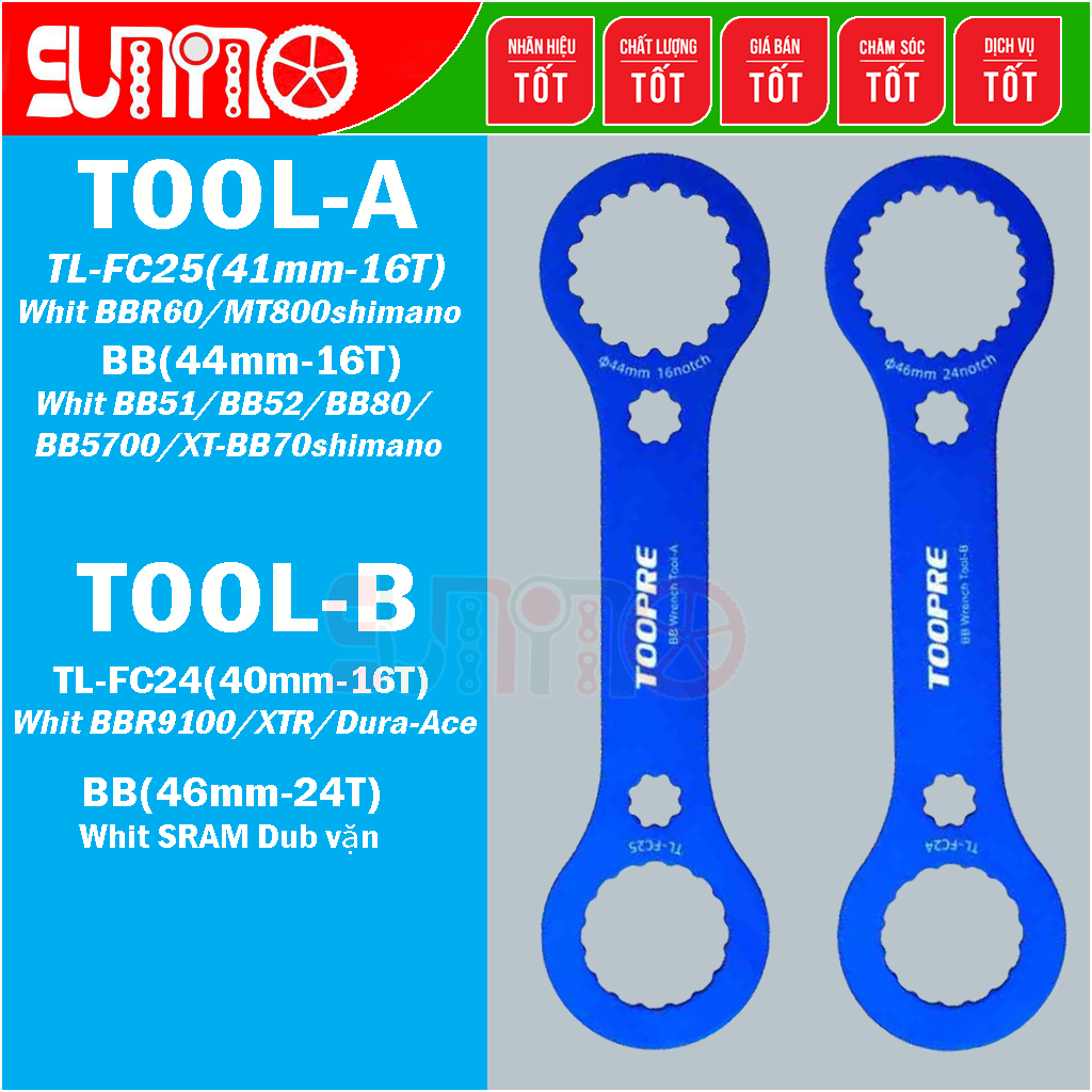 Vam - Cảo tháo chén cốt giữa trục rỗng TOOPRE thân nhôm