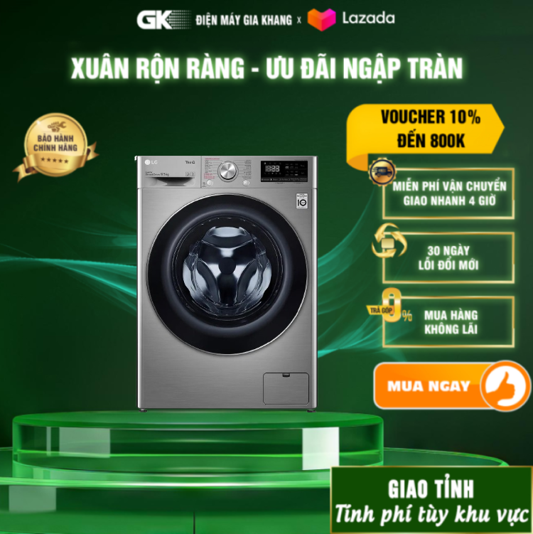 Máy giặt LG Inverter 8.5 kg FV1408S4V Mới 2020- Bảo hành 2 năm - GIAO TOÀN QUỐC - FREESHIP HCM