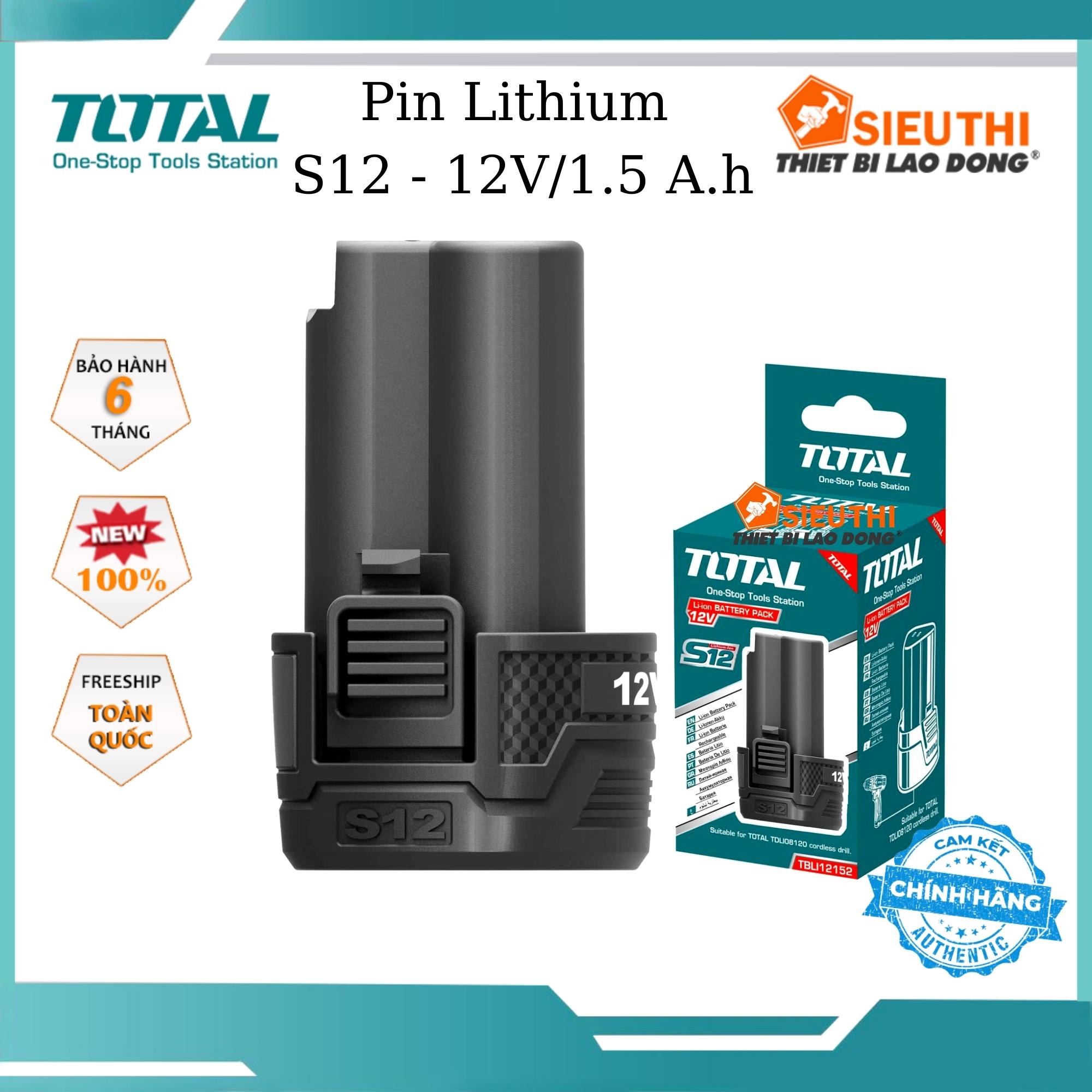 Pin lithium s12 total 1.5ah phù hợp cho tất cả dòng sản phẩm dùng pin s12 tbli12152