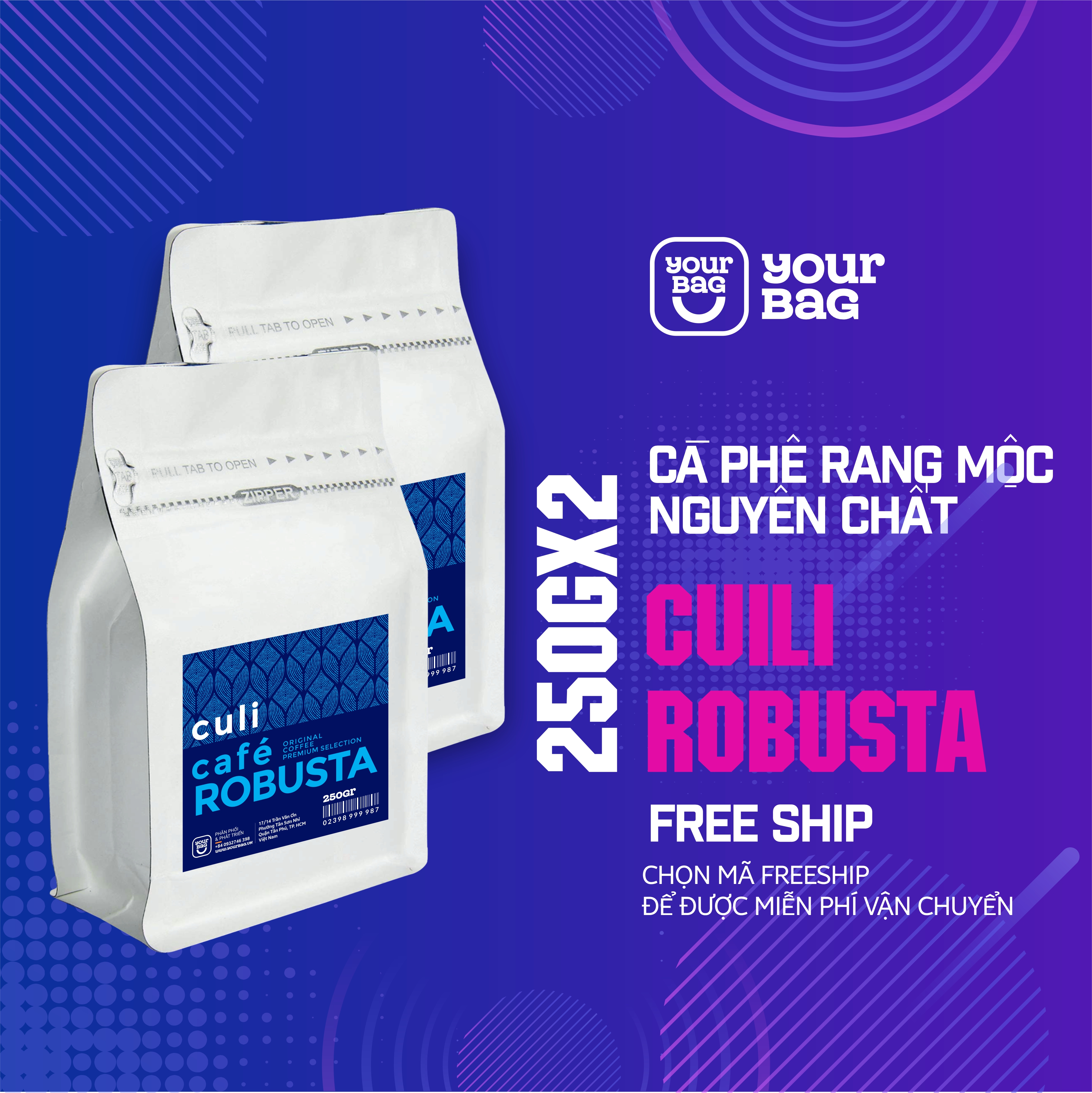 Cà phê culi rang xay nguyên chất 03 lựa chọn pha phin pha máy và nguyên hạt - yourbag - cà phê