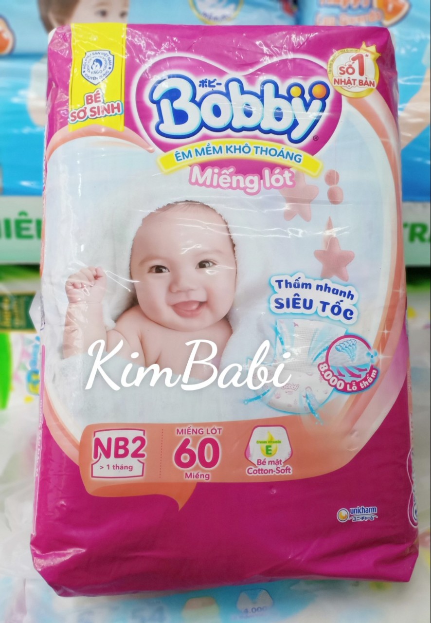 Miếng Lót Sơ Sinh Bobby NB2 60 miếng (Bé 4-8kg)