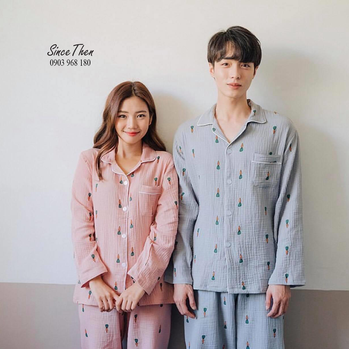 Đồ ngủ đôi nam nữ dài tay, đồ ngủ đôi vợ chồng mùa đông, đồ ngủ đôi thu đông cute, pyjama vợ chồng mới cưới - Since Then