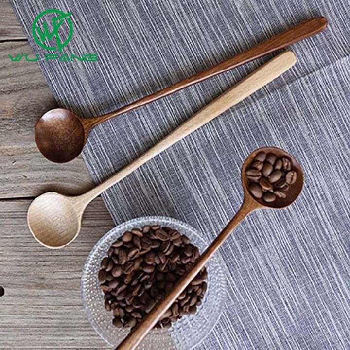 Wufang thìa gỗ thìa tròn 1 chiếc dụng cụ nhà bếp bằng gỗ phong cách hàn quốc cán dài muỗng trộn để nấu súp