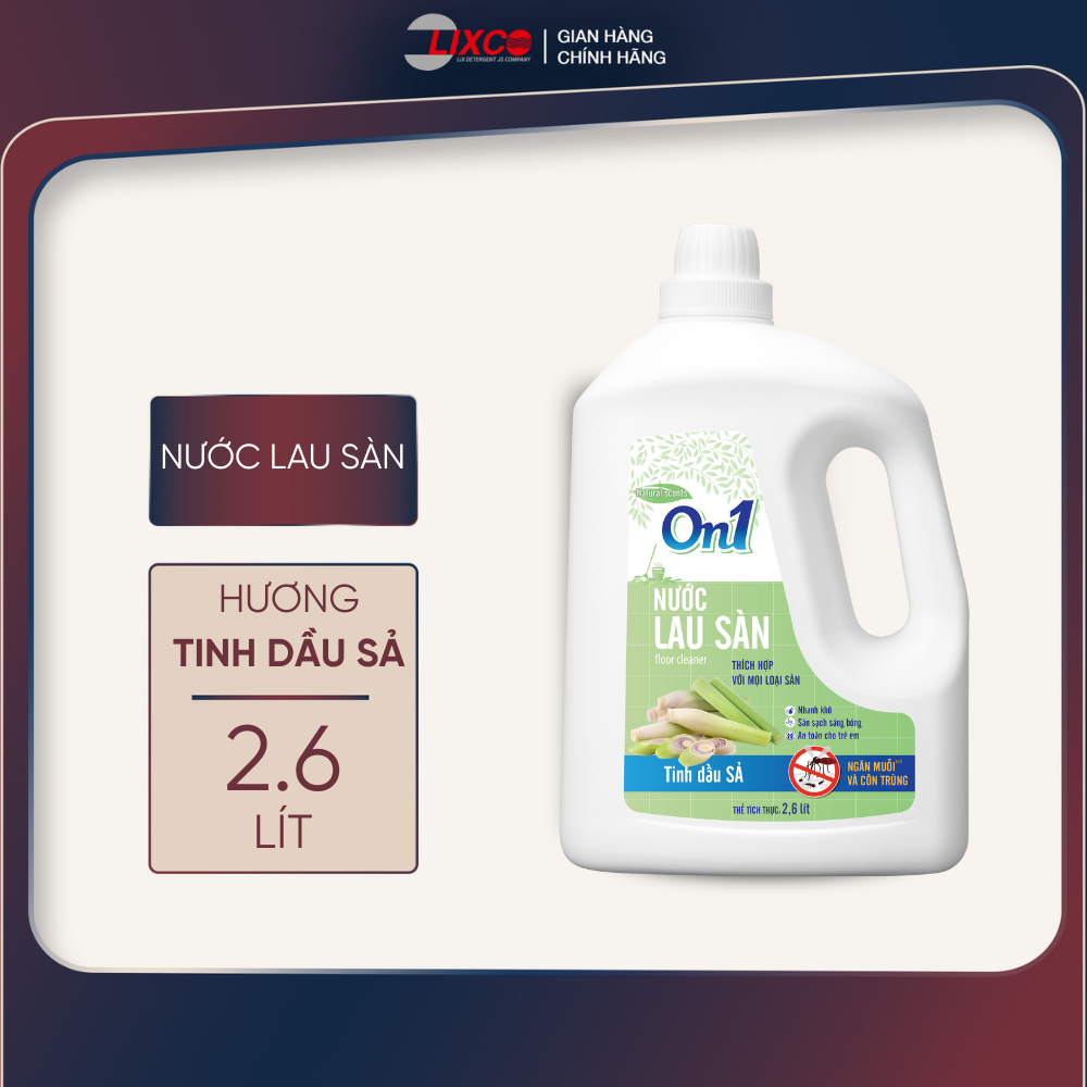 Nước lau sàn  On1 tinh dầu Sả  dung tích 2,6L  LC202 - Sàn sạch, sáng bóng - Lixco Việt Nam