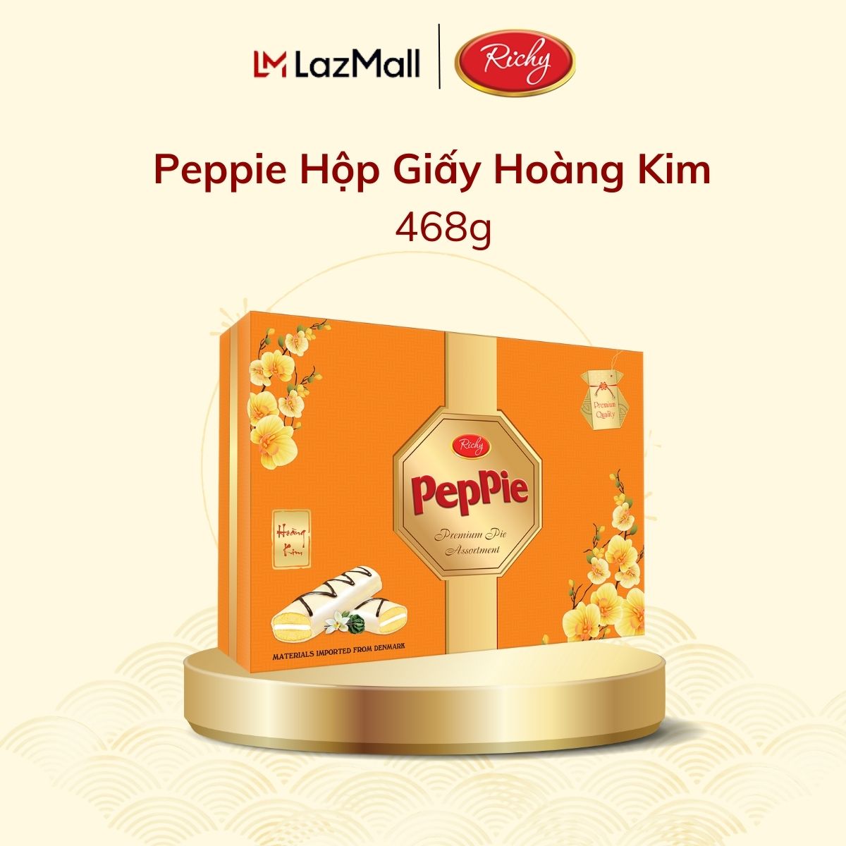  Hộp Bánh Tết Peppie Hoàng Kim Bánh Xốp Hộp Giấy 468g - Bánh Kẹo Richy 