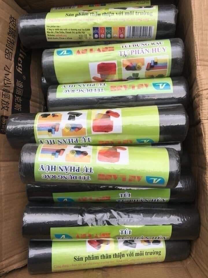 5 cuộn Túi đựng rác đen tự phân huỷ mỗi cuộn 500g kt 45x60 - tkvt1300