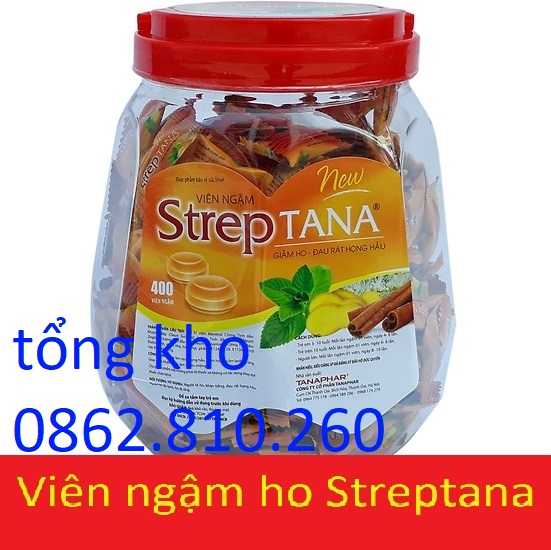 Kẹo ngậm ho - Viên ngậm ho Streptana nguồn gốc thảo dược, giảm ho, đau rát họng
