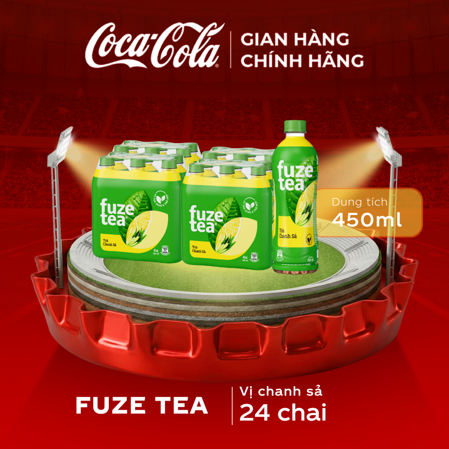 [SIÊU SALE ] Lốc 24 Chai Trà Fuze Tea Chanh Với Sả Chai 450ml/Chai Sale 5.5 Coca-Cola Chính Hãng_LD