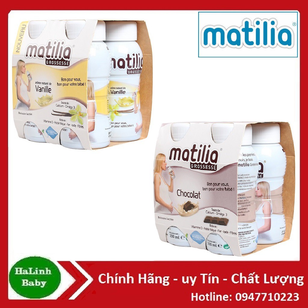 Sữa bầu matilia 200ml vị socola, vani,date 02/2025