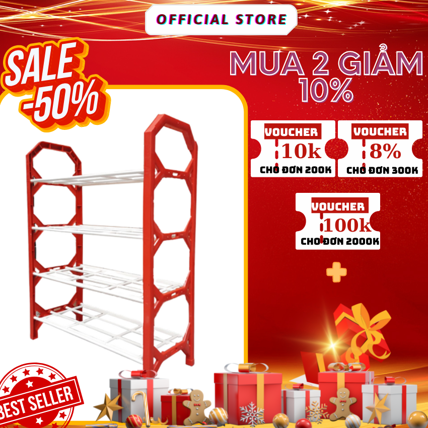 Kệ để giày dép 4 tầng tiện dụng Giá Tốt 360, Kệ giày dép 4 tầng khung inox,giá để giày inox 4 tầng,giầy dép,kệ để đồ,kệ sách,