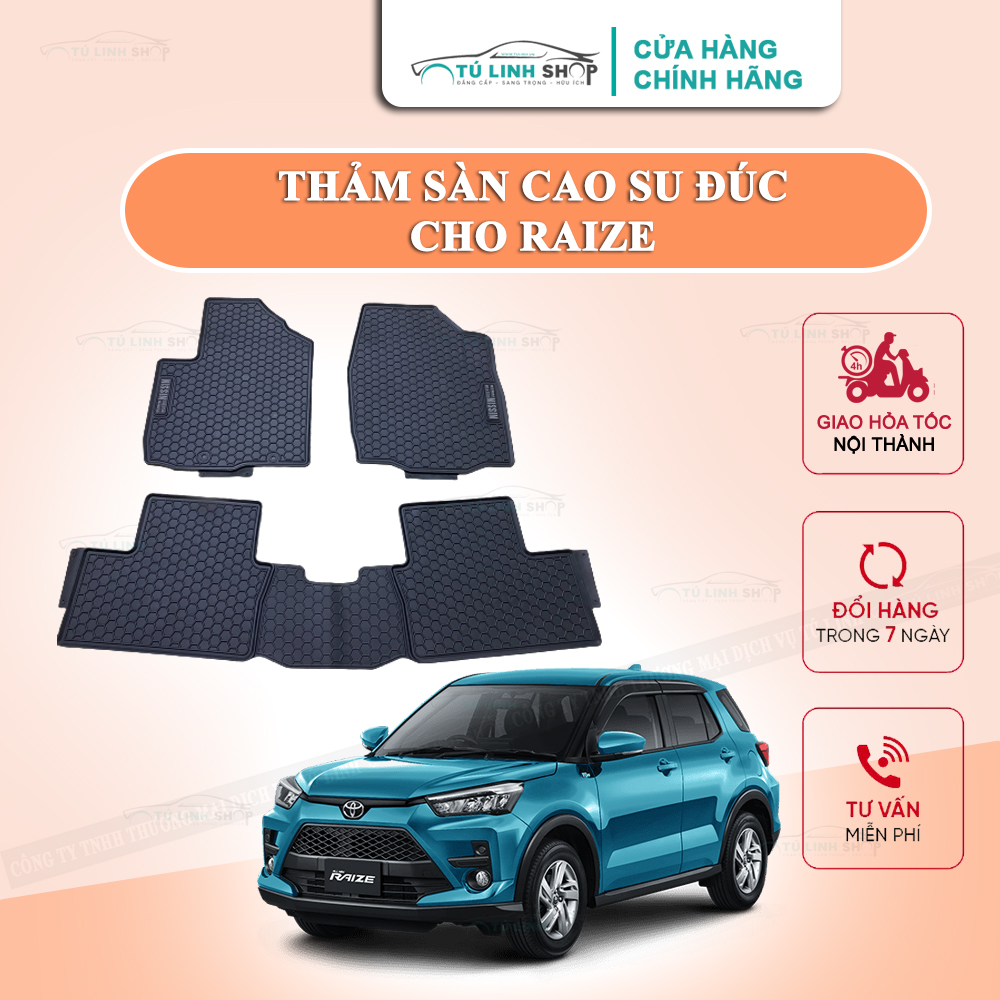 Thảm lót sàn Raize bằng cao su đúc cao cấp, không mùi, chuẩn form, dễ lau chùi.