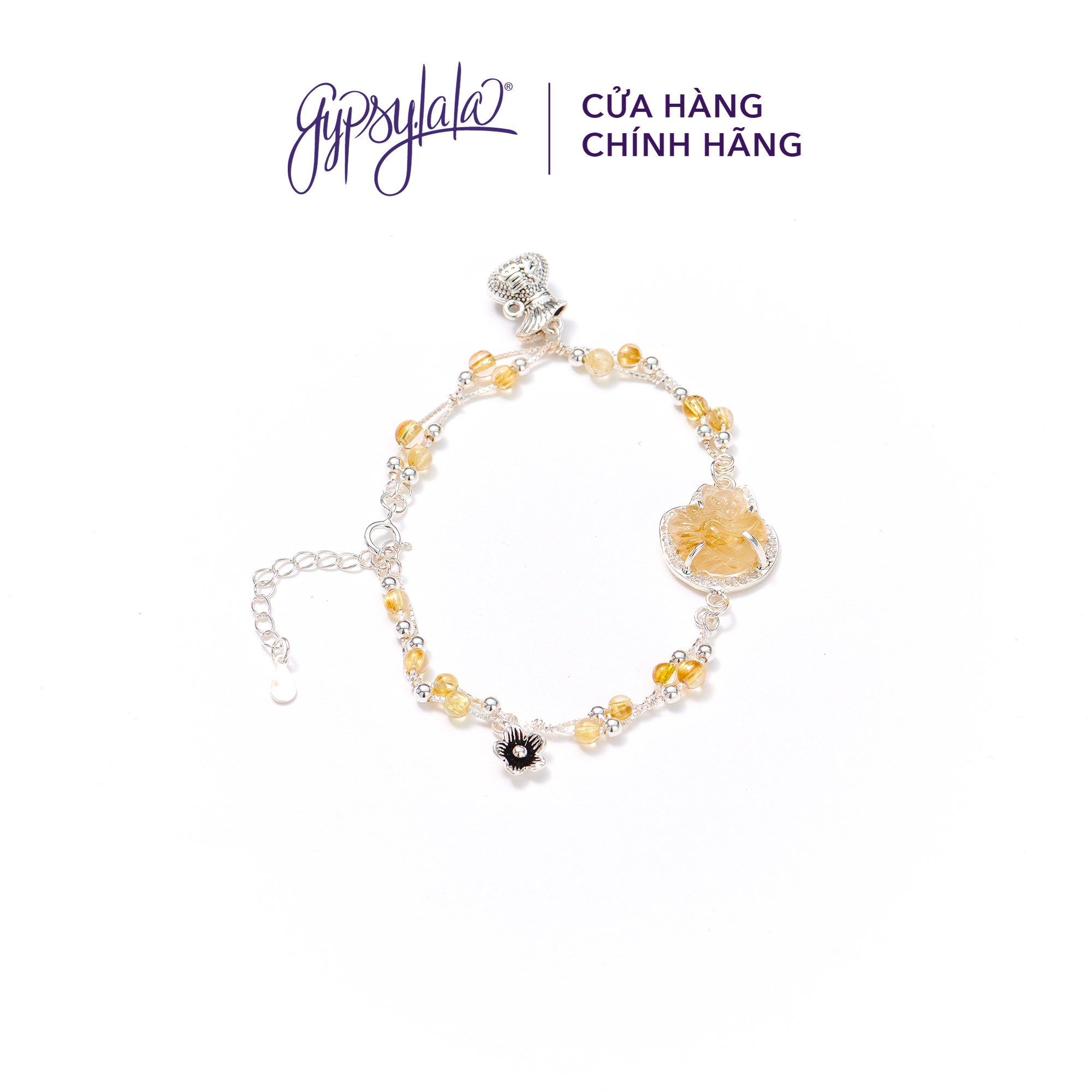 Vòng tay embrace hồ ly thạch anh tóc vàng - nâu - đen sp003862 gypsy.lala