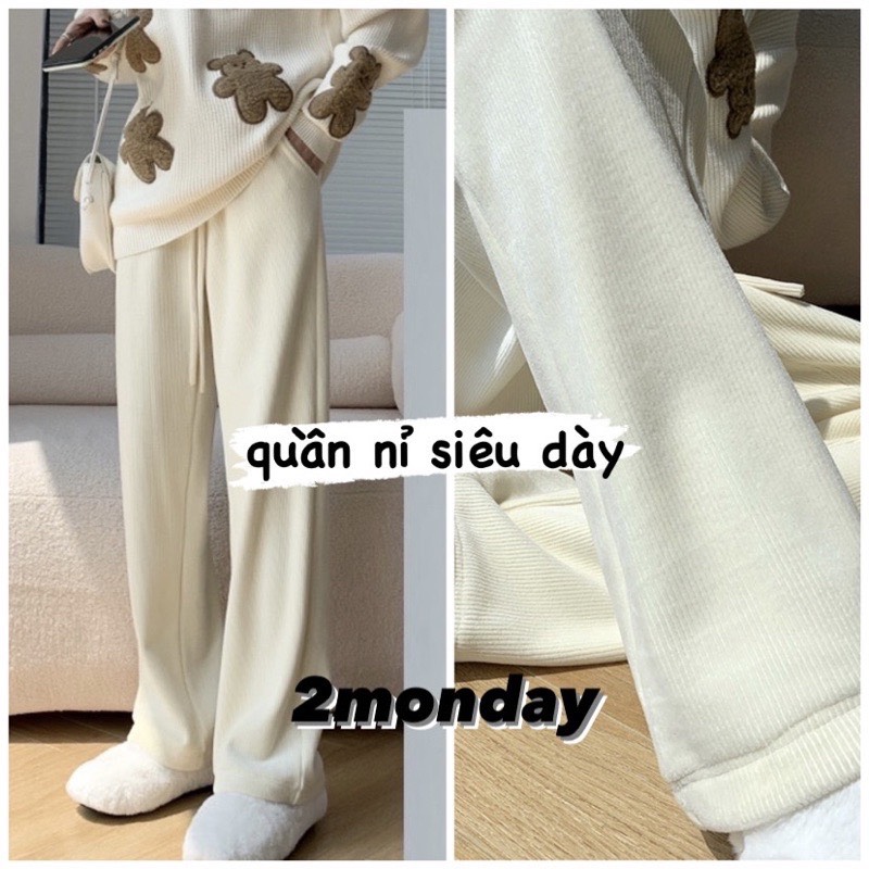 Quần nỉ suông nhung tăm mịn quần thể thao bo LOẠI 1 2monday
