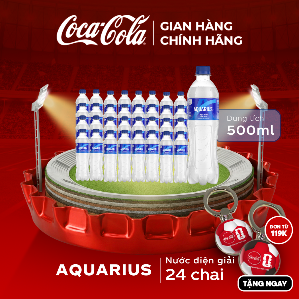 Lốc 24 Chai Nước Điện Giải Bù Khoáng Aquarius 500ml Coca-Cola Chính Hãng Sale 25.05_LD