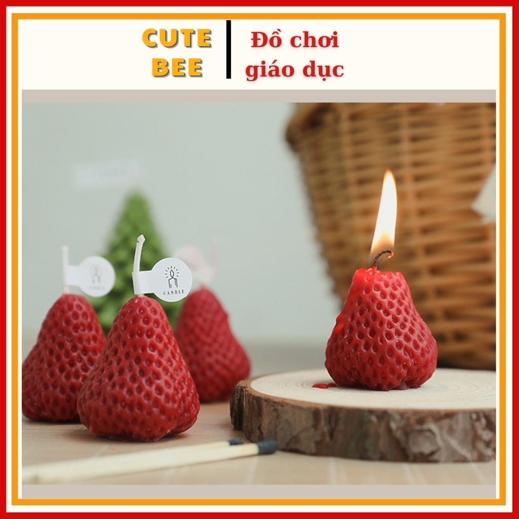 Bộ 4 nến thơm sáp đậu nành hình quả dâu tây làm đạo cụ chụp ảnh, trang trí tết, sinh nhật, tiệc cưới 2022 - cute bee