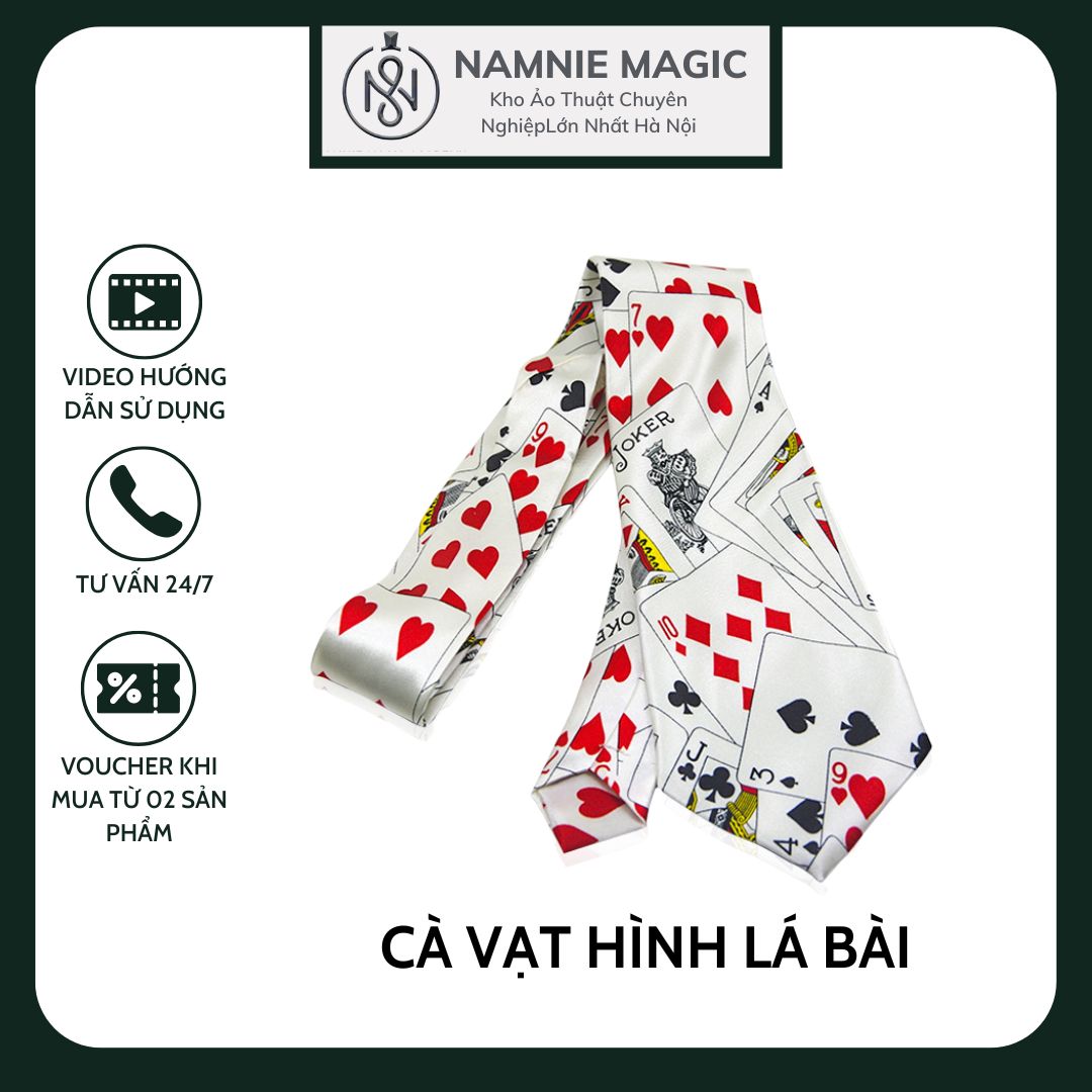 Cà vạt ảo thuật hình lá bài xúc xắc cực chất dành cho dân chơi poker phụ kiện thời trang chú hề ảo thuật gia