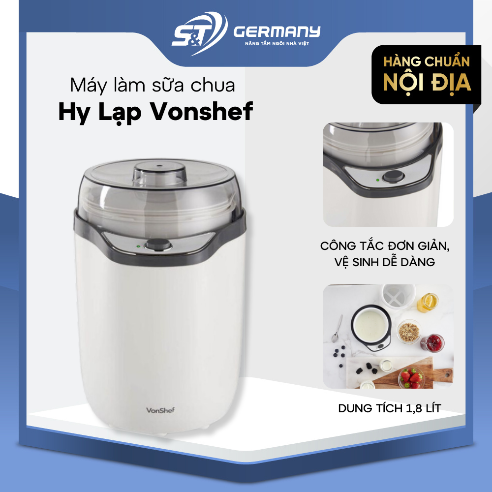Máy Làm Sữa Chua Hy Lạp Vonshef Nội Địa Đức Cao Cấp Dễ Dàng Sử Dụng Tiện Lợi Gọn Gàng GST Electronic 450131