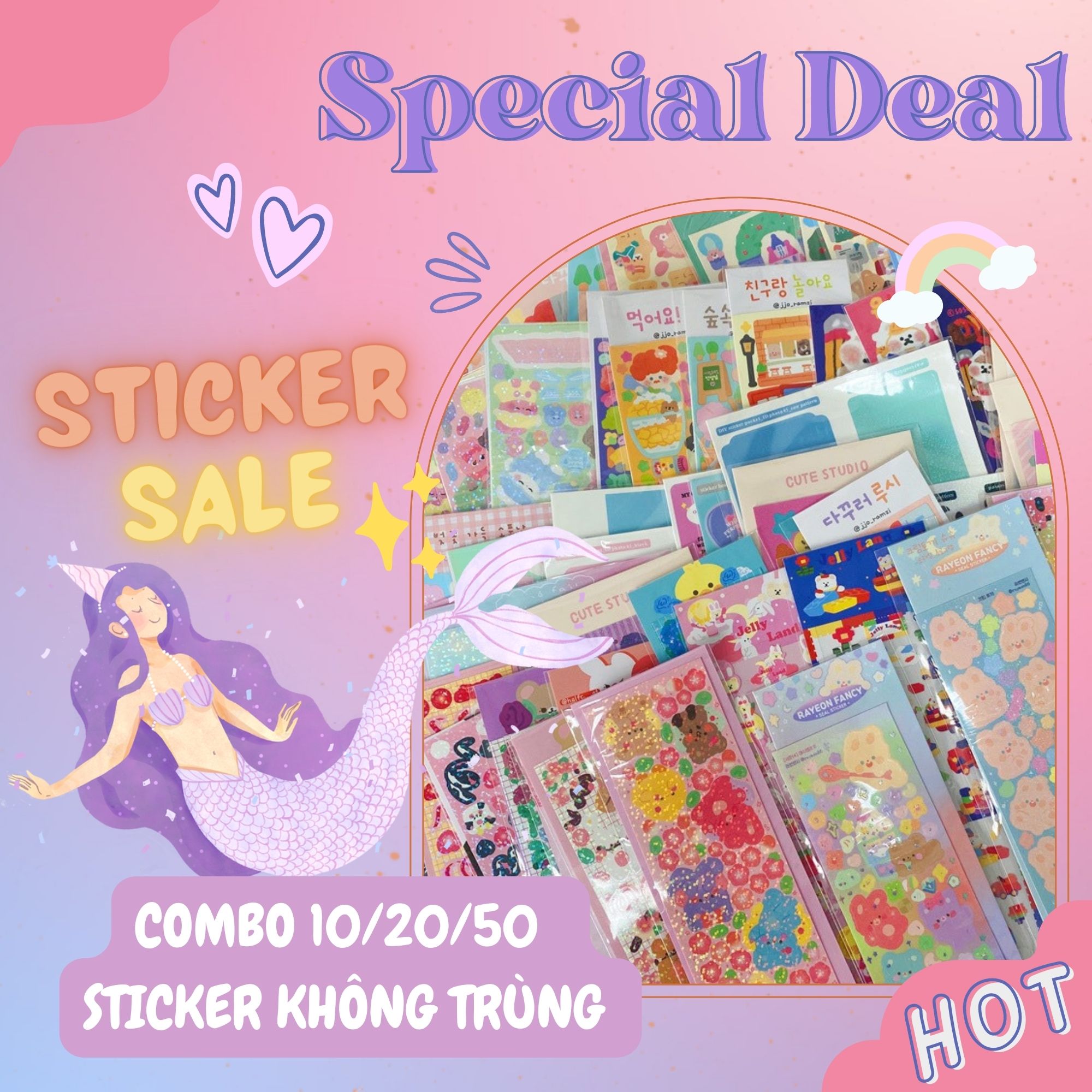 Set 10/20/50 tấm sticker hologram ngẫu nhiên không trùng mẫu
