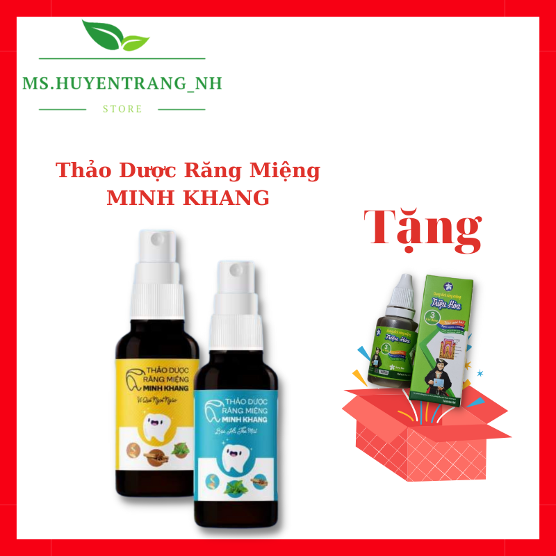 [NEW] Tinh dầu thảo dược răng miệng Minh Khang có 2 vị bạc hà và quế dùng được cho mọi lứa tuổi giúp răng trắng sáng bảo vệ men răng loại bỏ mảng bám khử mùi  hôi miệng giữ hơi thở thơm mát