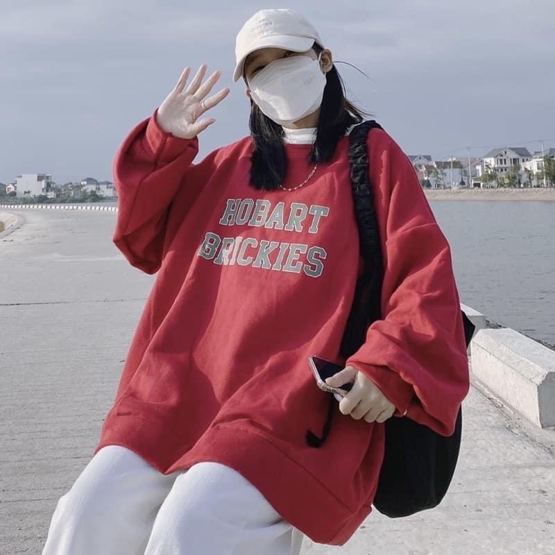 Áo nỉ áo hoodies sweater nam nữ màu đỏ in chữ