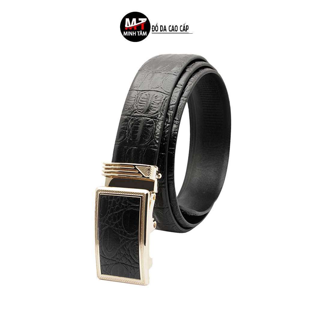 Thắt lưng nam minh tâm da bò 3 lớp vân cá sấu mt6613