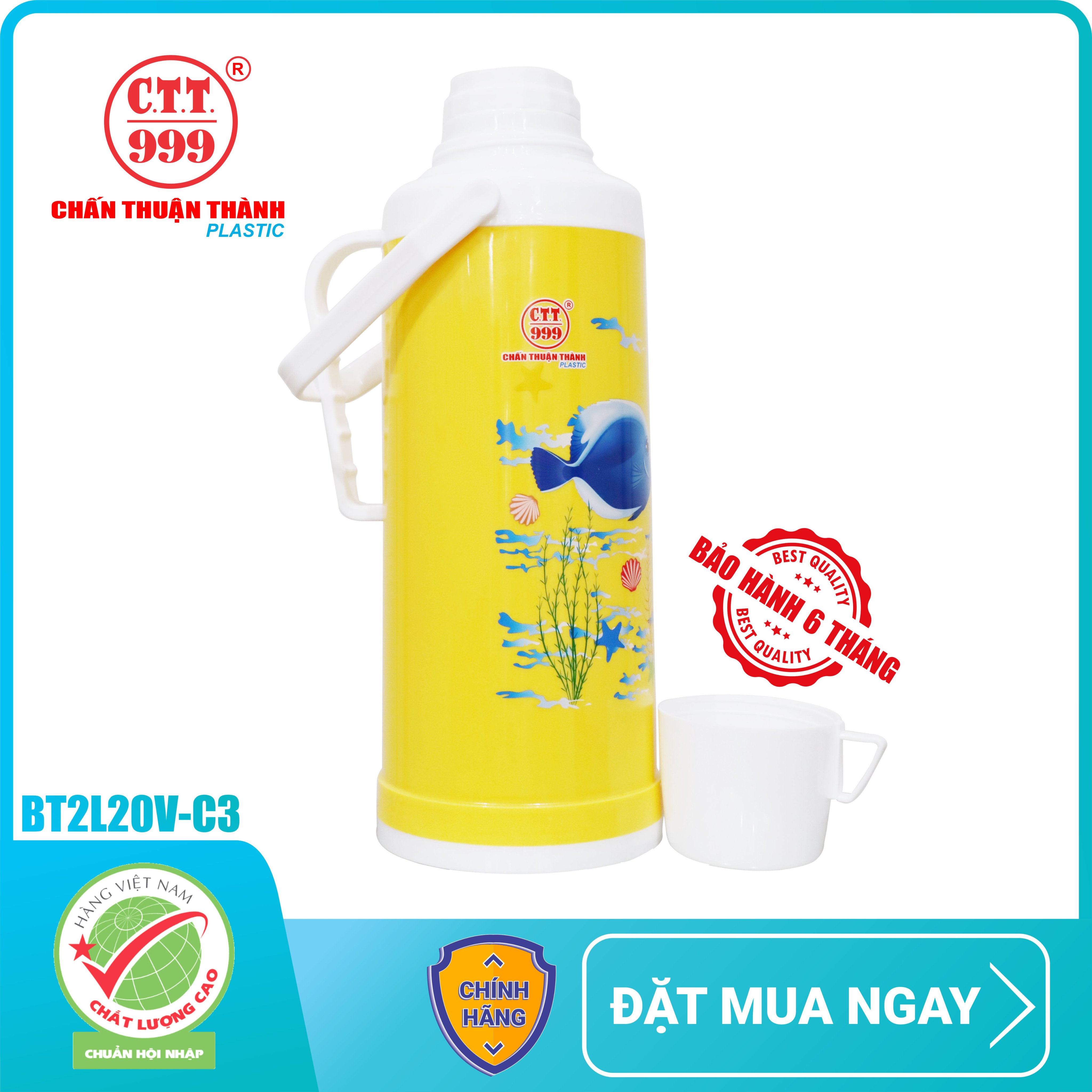 Phích nước giữ nhiệt Chấn Thuận Thành BT2L20V-C3 (2 Lít) Vàng