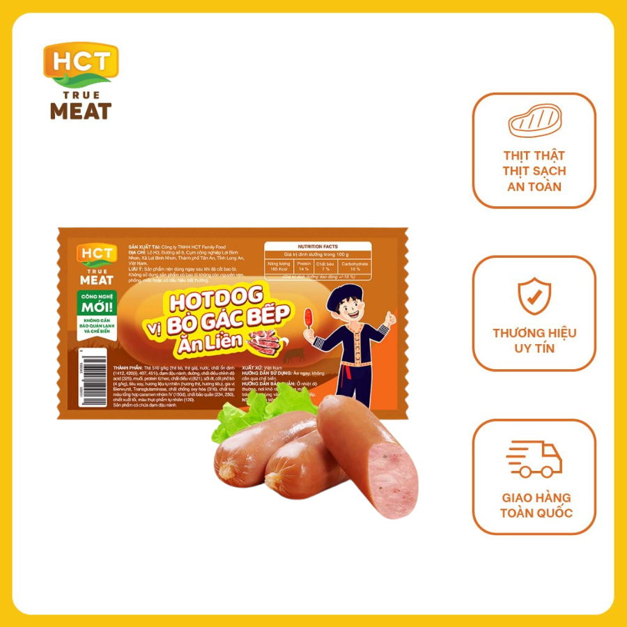 Combo 3 xúc xích Hotdog ăn liền 5 vị Bò gác bếp/ Sụn gà/ Bắp/ Xông khói/Cay mala