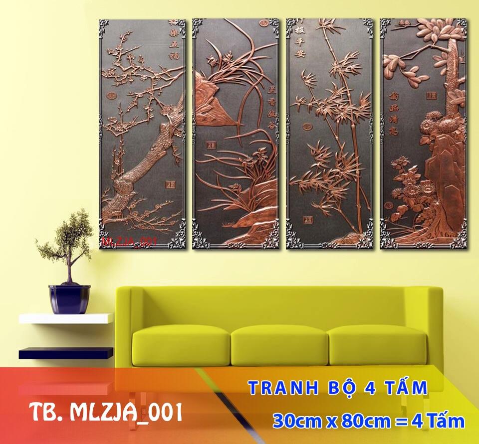 Tranh bộ treo tường tứ quý bốn mùa /Gỗ MDF ép viền sang trọng
