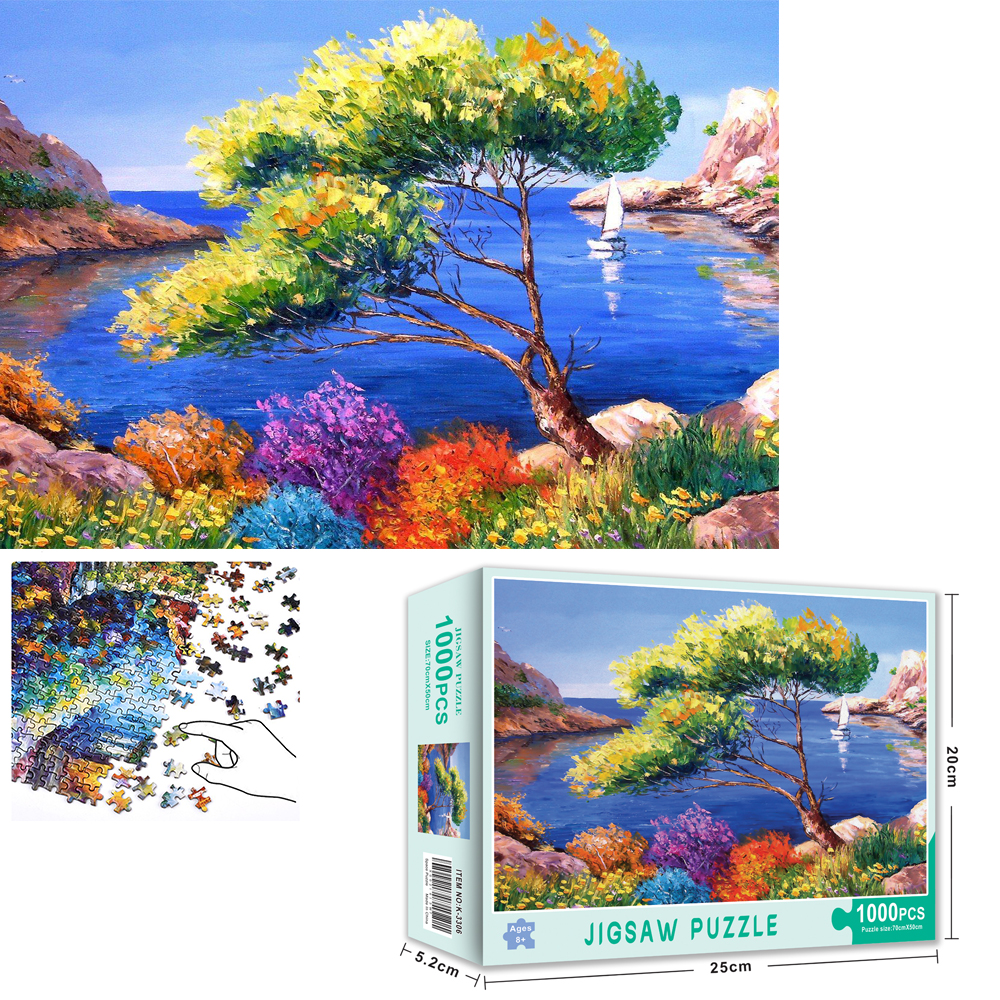 [Hoàn tiền 10%][Hoàn tiền 6%]Bộ Tranh Ghép Xếp Hình 1000 Pcs Jigsaw Puzzle (Tranh ghép 70*50cm) Biển Và Cây Xanh Bản Thú Vị Cao Cấp